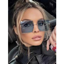 Luxury Trendy Oversized Square Half Frame Women Sunglasses Brand Design Metal Men Sun Glasses Driving Travel Shade Eyewear UV400