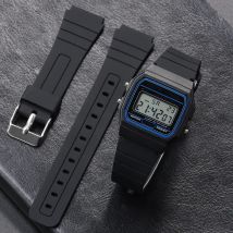 Cinturino orologio in silicone da 18 mm per Casio W800H cinturino morbido cinturino in gomma nera per SGW400 F91W F84 F105/108/A158/168 AE1200/1300