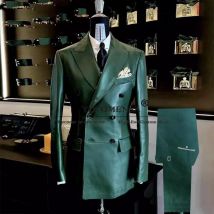 Vintage grüne Kunstlederanzüge für Herren, zweireihig, Jacke, Hose, 2-teilig, für Herren, Alltag, Business, Büro, Abschlussball, Blazer, individuell