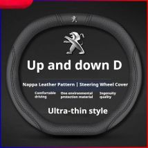 34CM Car Steering Wheel Cover for Peugeot 3008 4008 5008 GT Double D Leather Anti Slip and Breathable Car Decoration Accessories