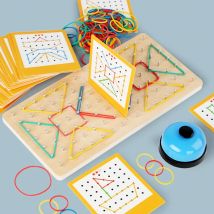 Holz Nagelbrett Zwei-Spieler Kampfspiel Geometrie Puzzle Kinder Grafiken Geometrisches Spielzeug für Kinder Montessori Früherziehung