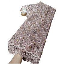 2025 High-Quality Africa Nigerian Sequins Cotton Embroidery Lace Fabric Tulle for Wedding Party Dress Chiffon XL086 5 Yards