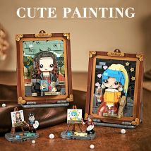 Weltberühmte Ölgemälde Modell Bausteine DIY Mona Lisa Hängende Malerei Hause Ornamente Kinderspielzeug für Freunde Geschenke