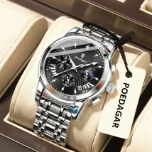 POEDAGAR Original Military Männer Uhren Wasserdicht Leucht Datum Chronograph Mann Uhr Edelstahl männer Quarz Uhren Reloj