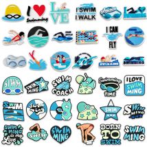 16Pcs Swim Shoe Charms for Clog Decoration Sports Sandals Accessories for Boys Girls Men Women Adults blue