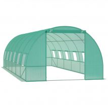Outsunny-Invernadero de Túnel de 8x3x2 m, con 12 Ventanas, Cubierta de PE, Cultivo Verde