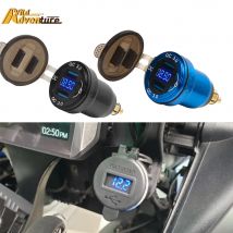 Dual USB Charger Adapter 12V QC3.0 Type-C PD DIN Hella LED Display For BMW F800GS R1300GS R1200GS For Ducati For tiger 900 850