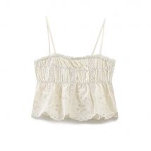 Neue Sommerprodukte 2025, Damenbekleidung, modisches besticktes Stretch-Hosenträgeroberteil mit geradem Kragen