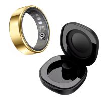 R09 Smart Ring Uomo Donna con custodia di ricarica, frequenza cardiaca, ossigeno nel sangue, monitor della temperatura della pelle, impermeabile 5ATM per Android iOS
