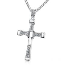 316L Edelstahl Fast Furious Filme Schauspieler Dominic Toretto Strass Kreuz Gold Farbe Anhänger Kette Halskette Männer Schmuck