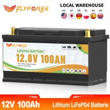 FLLYROWTH 12V 100Ah LiFePo4 Batteria al litio 100A BMS per RV Barca Motore Inverter Solare Eolico Off-Road Off-grid LiFePO4 Batter