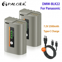 2500mAh DMW BLK22 DMW-BLK22 Battery + Type-C Fast Charge Cable for Panasonic LUMIX S5 S5 II S5 IIX DC-S5 DC-S5 II Lumix GH5 GH6