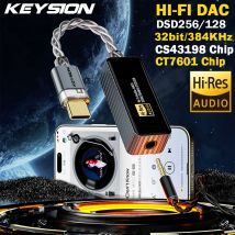 KEYSION 384 kHz DSD256 CS43198 + CT7601 USB DAC Audio HiFi Decoder Kopfhörerverstärker Typ-C bis 3,5 mm für iOS Mac Win10 Android
