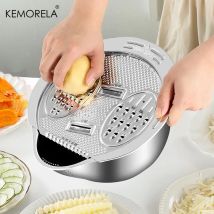 KEMORELA Ciotola di scarico per verdure 2 in1 per lavare e tagliare Acciaio inossidabile 304 Ciotola per lavare il riso Colino per frutta e verdura Utensile da cucina