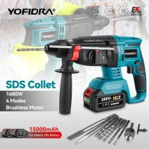 YOFIDRA 26 MILLIMETRI Brushless Martello Elettrico Trapano Multifunzionale Rotante Cordless Ricaricabile Utensili Elettrici Per Makita 18 V Batteria Spille