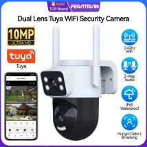 PEGATAH 10MP lente Dual Tuya WiFi cámara de seguridad PTZ exterior 4K pantalla Dual inalámbrica seguimiento automático monitoreo Video vigilancia