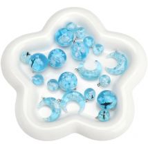 1 stücke blaue Harz lose Perlen Mond runde Perlen für Handwerk handgemachte DIY Halskette Armband Ohrring machen Schmuck Zubehör