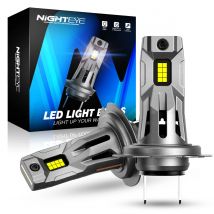 NIGHTEYE H7 Reflektory LED 20000LM Canbus Mini Rozmiar H7 Żarówki 60W 6500K Białe Plug and Play Światła samochodowe z wentylatorem Reflektor