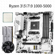 B450M Motherbaord Set with CPU Cooler Ryzen R3R5R7 DDR4 Dual Channel Support M2 NVME 4xSATA3.0 PCIE Protocol WIFI Gaming Combo