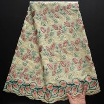 Schweizer Voile-Spitzenstoff aus afrikanischer Baumwolle – exquisite Blumenstickerei mit zartem Spitzenbesatz, perfekt für Braut- und Party-Couture