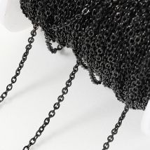 Catene a maglie a catena a forma di O da 1,5 mm in acciaio inossidabile nero da 2 metri per la creazione di gioielli Collana fai da te Bracciale Catena fatta a mano