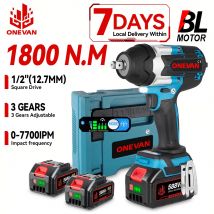 ONEVAN Chiave a percussione elettrica senza spazzole a coppia elevata 1800N.M 1/2 "Cacciaviti per trapano Utensili elettrici per batteria Makita Pin