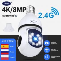 8 MP/4K WiFi-Überwachungskamera, Strahler, E27-Glühbirne, Kamera, Zuhause, Innenbereich, Babyphone, Nachtsicht, 360 °   Panorama-IP-Kamera mit Schwenk-/Neigefunktion