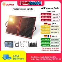 Panel solar plegable portátil Dokio 18V 100/160/200/300 W con controlador de 12V para cargar la batería adecuada para campamento