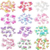 10-40pcs Acrylic Gradient Color Butterfly Beads Transparent Loose Spacer Beads DIY Jewelry Bracelet Necklace Craft Accessories