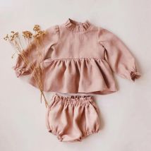 2 Stück Baby Mädchen Kleidung Sets Frühling Sommer Leinen Baumwolle Baby Baby Outfits Bluse Bottom Shorts