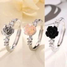 Rosenblüten süß glänzend Zirkon elegant bunt Licht Luxus verstellbare Ringe für Frauen Modeschmuck minimalist ische Accessoires