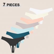 7PCS delle Donne di Seta del Ghiaccio Traceless Mutandine Sexy A Vita Bassa di Colore Solido Perizoma Senza Soluzione di Continuità Confortevole T-Back Biancheria Intima Femminile G-strings