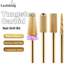 5 in 1 punte da trapano per unghie in carburo di tungsteno fresa per rimuovere lo smalto gel UV conico taglio finale di sicurezza strumenti per manicure dorato