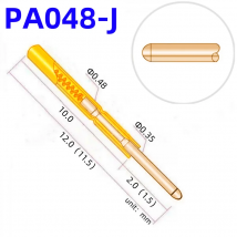 20/100PCS PA048-J1 Spring Test Probe PA048-J Test Pin Test Tool 12mm Dia 0.48mm Gold Needle Tip 0.35mm PogoPin P048-J P048-J1
