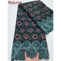 Kalume Luxus Schweizer Voile Spitze Stoff 5 Yards 2025 Hohe Qualität Nigerianischen Party Strass Stickerei Afrikanische Spitze Stoff F4239