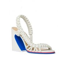 2026 Summer Fashion Knitted Coarse High Heel Sandals Round Headed Toothed Banquet Party Women's Large Sandals