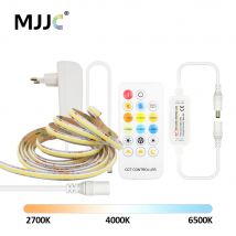 1-5M 24V CCT FCOB LED-Streifenlicht EU-Set Hohe Helligkeit WW CW Dimmbares COB Flexibles Band mit RF 17-Tasten-Fernbedienung Linearbeleuchtung