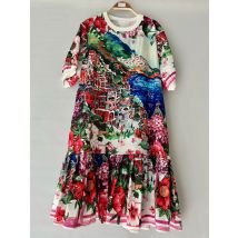 Mode elegante geometrische druck kurzarm lose kleid Sommer frauen neue temperament beiläufige kurze gerade rock