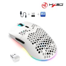 HXSJ T66 3-Modus 10000DPI Gaming-Funkmaus RGB leuchtend 650 mAh wiederaufladbar 6 Tasten Makro programmierbare Mäuse für PC-Desktop