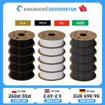 KINGROON Filamento stampante 3D PLA PETG TPU ABS 5KG Fascio Nero Bianco Grigio 1,75mm Senza bolle Plastica 5 rotoli 1 kg, Bobina casuale