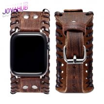 Modifiziertes Uhrenzubehörarmband für Apple IWatch Smart Watch mit Rock Heavy Metal Style Echtlederarmband für Männer und Frauen