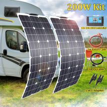 200W Elastyczny zestaw paneli słonecznych Kompletny system ładowania baterii 18V 100W 12V 24V Camper RV Domowy wodoodporny kontroler PWM Moduł kablowy 2,5 mm Magazyn UE DHL wysyłka