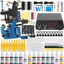 Komplettes Tattoo Machine Kit 10 Wraps Coil Tattoo Gun Set mit Netzteil Nadel Tinte Pigment Tattoo Tools für Body Art Anfänger