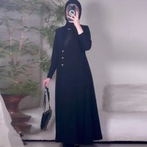Modest Langen Mantel Muslimische Frauen Windjacke Einreiher Islamischen Türkei Herbst Oberbekleidung Ramadan Marokko Dubai Mantel