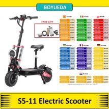 BOYUEDA S5-11 Scooter elettrico, motore 2*3000W, batteria 60V 38AH, Escooter per pneumatici da 11 ", velocità massima 85 km/h, freni a disco, Display LCD
