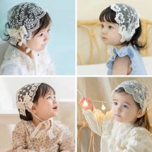 Spitze Stickerei Baby Mädchen Stirnbänder Sommer Atmungsaktive Mesh Kinder Haarbänder für Neugeborene Prinzessin Einstellbare Kopfbedeckung