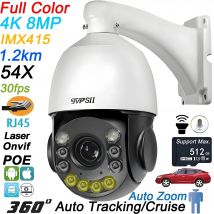 Vollfarbiger Metall-Smart-Tracking-Kamera mit 8MP 4K 54-fachem optischem Zoom und 360°-Funktion °   Audio ONVIF PTZ Speed ​​Dome POE IP-Überwachungskamera