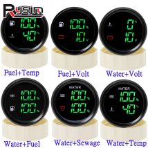Custom Waterproof 52mm Dual Gauge 2 In 1 Multifunction Gauges Fuel Level Water Level Meter HTG Sewage Gauge Volt for Boat Yacht