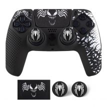 Guscio in pelle per controller antiscivolo per custodia in silicone per controller PS5 con impugnature in gomma per pollice e adesivo touch pad per PS5