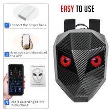 Zaino LED Zaino digitale strutturato in fibra di carbonio impermeabile programmabile di grande capacità per zaino LED BT da viaggio per moto